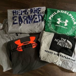 NWT 7 Men’s XL TEES! Under Armor , North Face and Reebok.